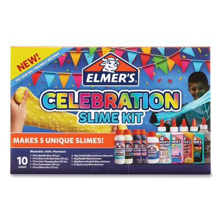 Elmers Slime Celebration Kit, 36.97 oz, Assorted Colors, PK10 2091060